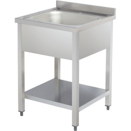 Commercial Sink Stainless Steel 1 Bowl Bottom Shelf Splashback 600x600x950mm | CaterEq CEYLS66BM1