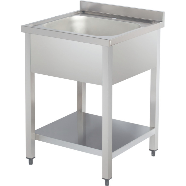 Commercial Sink Stainless Steel 1 Bowl Bottom Shelf Splashback 600x600x950mm | CaterEq CEYLS66BM1 Commercial Sink Stainless Steel 1 Bowl Bottom Shelf Splashback 600x600x950mm | CaterEq CEYLS66BM1