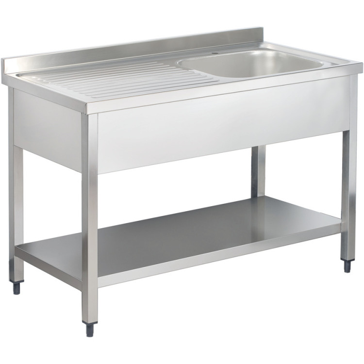 Commercial Sink Stainless Steel 1 Bowl Right Bottom Shelf Splashback 1000x600x950 | CaterEq CEYLS106BR1