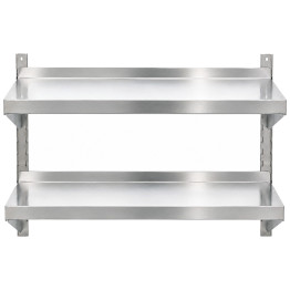 Commercial Stainless Steel Adjustable 2-Tier Wall Mounted Shelf 1400 x 400 x 700mm | CaterEq CEQNH44048