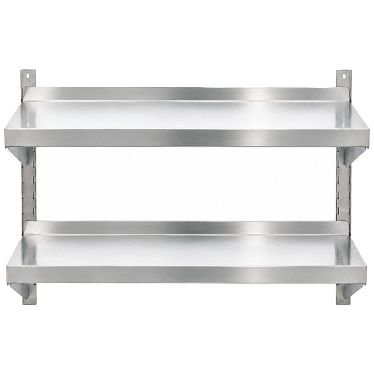 Commercial Stainless Steel Adjustable 2-Tier Wall Mounted Shelf 1400 x 400 x 700mm | CaterEq CEQNH44048 Commercial Stainless Steel Adjustable 2-Tier Wall Mounted Shelf 1400 x 400 x 700mm | CaterEq CEQNH44048