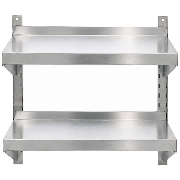 Commercial Stainless Steel Adjustable 2-Tier Wall Mounted Shelf 600 x 400 x 700mm | CaterEq CEQNH44042 Commercial Stainless Steel Adjustable 2-Tier Wall Mounted Shelf 600 x 400 x 700mm | CaterEq CEQNH44042