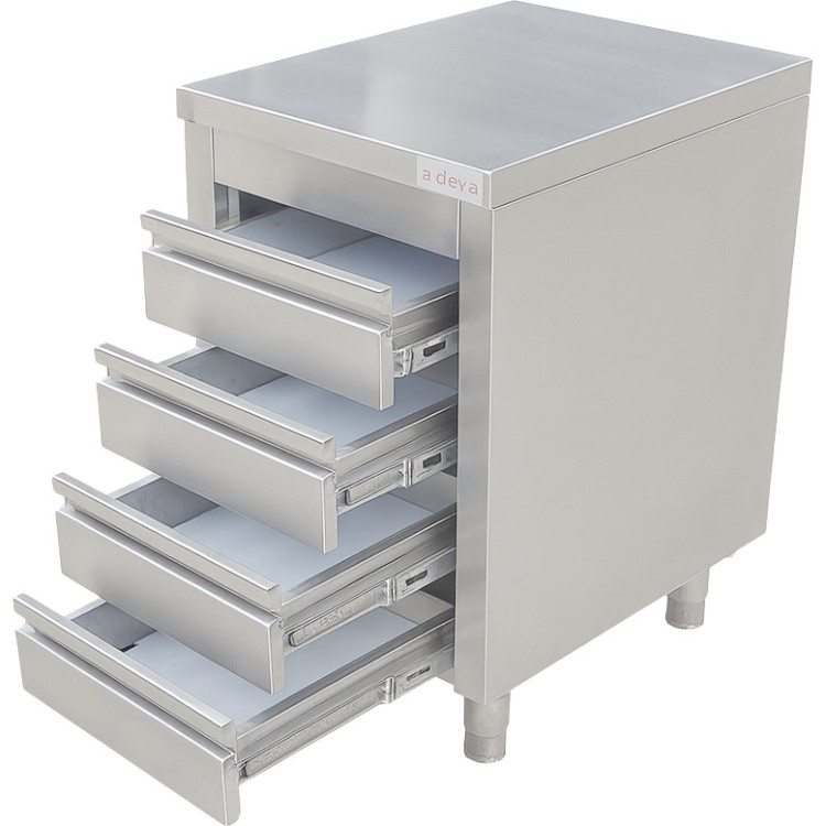 Commercial Stainless Steel Cabinet with 4 Drawers 500×600×900mm | CaterEq CEYL4DS56