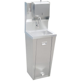 Commercial Stainless Steel Hand Wash Basin with Foot Pedal and Dispenser Unit 430x385x1350mm | CaterEq CEYLS20