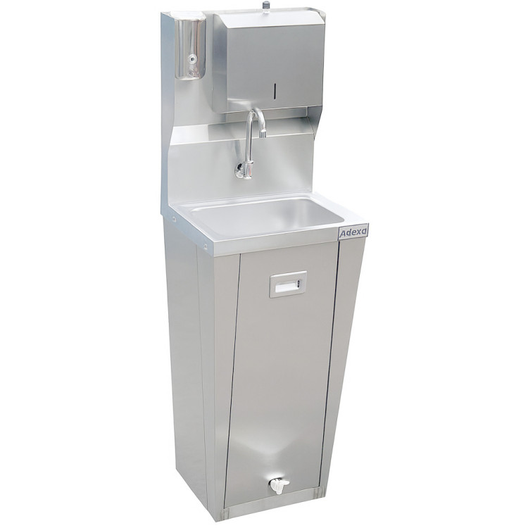 Commercial Stainless Steel Hand Wash Basin with Foot Pedal and Dispenser Unit 430x385x1350mm | CaterEq CEYLS20