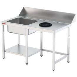 Commercial Stainless Steel Sink with Waste Hole and Splashback 1200x750x970 | CaterEq CEYLS1275B1DR