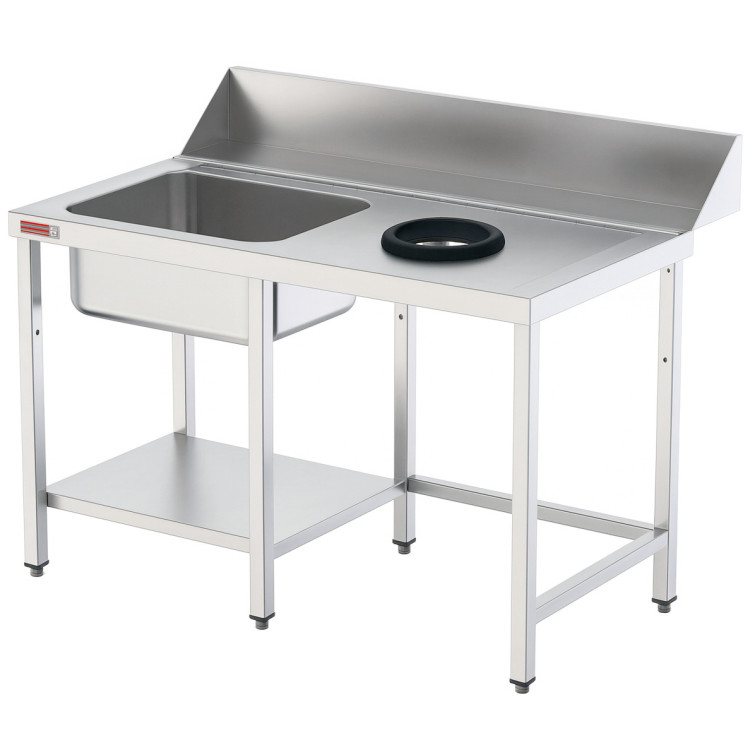Commercial Stainless Steel Sink with Waste Hole and Splashback 1200x750x970 | CaterEq CEYLS1275B1DR