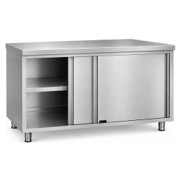 Commercial Stainless Steel Sliding Door Work Table Cabinet 1600x500x850mm | CaterEq CEQNH344