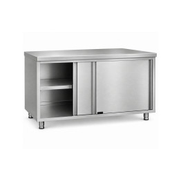 Commercial Stainless Steel Sliding Door Work Table Cabinet 1600x700x850mm | CaterEq CEQNH330