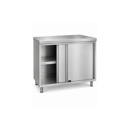 Commercial Stainless Steel Sliding Door Work Table Cabinet 600x600x850mm | CaterEq CEQNH310