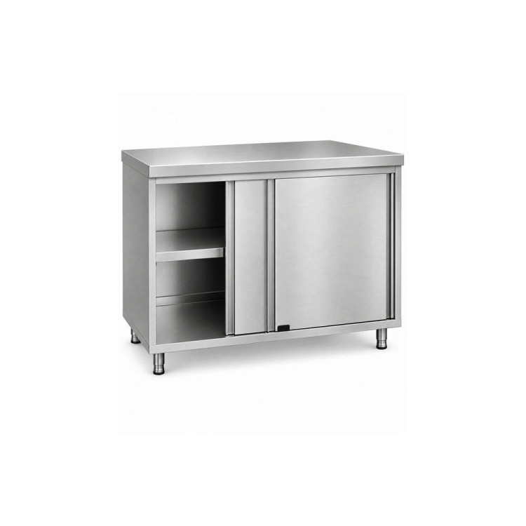 Commercial Stainless Steel Sliding Door Work Table Cabinet 800x500x850mm | CaterEq CEQNH336
