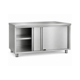 Commercial Stainless Steel Sliding Door Work Table Cabinet with Shelf 1800x600x850mm | CaterEq CEQNH306