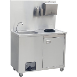 Mobile Stainless Steel Hygiene Station with Pedal Faucet & Waste Bin 1000x500x1350mm | CaterEq CEYLSYT105