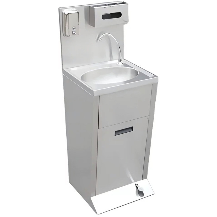Stainless Steel Foot Operated Hand Wash Sink with Dispenser Panel 430x400x1250mm | CaterEq CEYLS46H