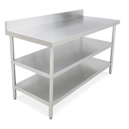 Stainless Steel Work Table with Splashback – 2000×600×850 mm| CaterEq CEQNH1164