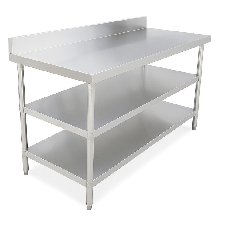 Stainless Steel Work Table with Splashback – 2000×600×850 mm| CaterEq CEQNH1164
